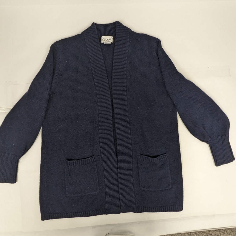 Audriana Navy Blue Knit Cardigan Sweater with Pockets  [175]